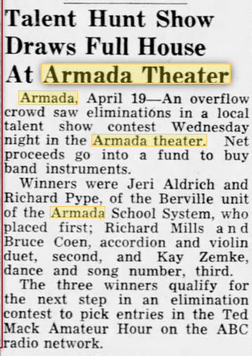 Armada Theatre - 20 Apr 1952 Talent Show